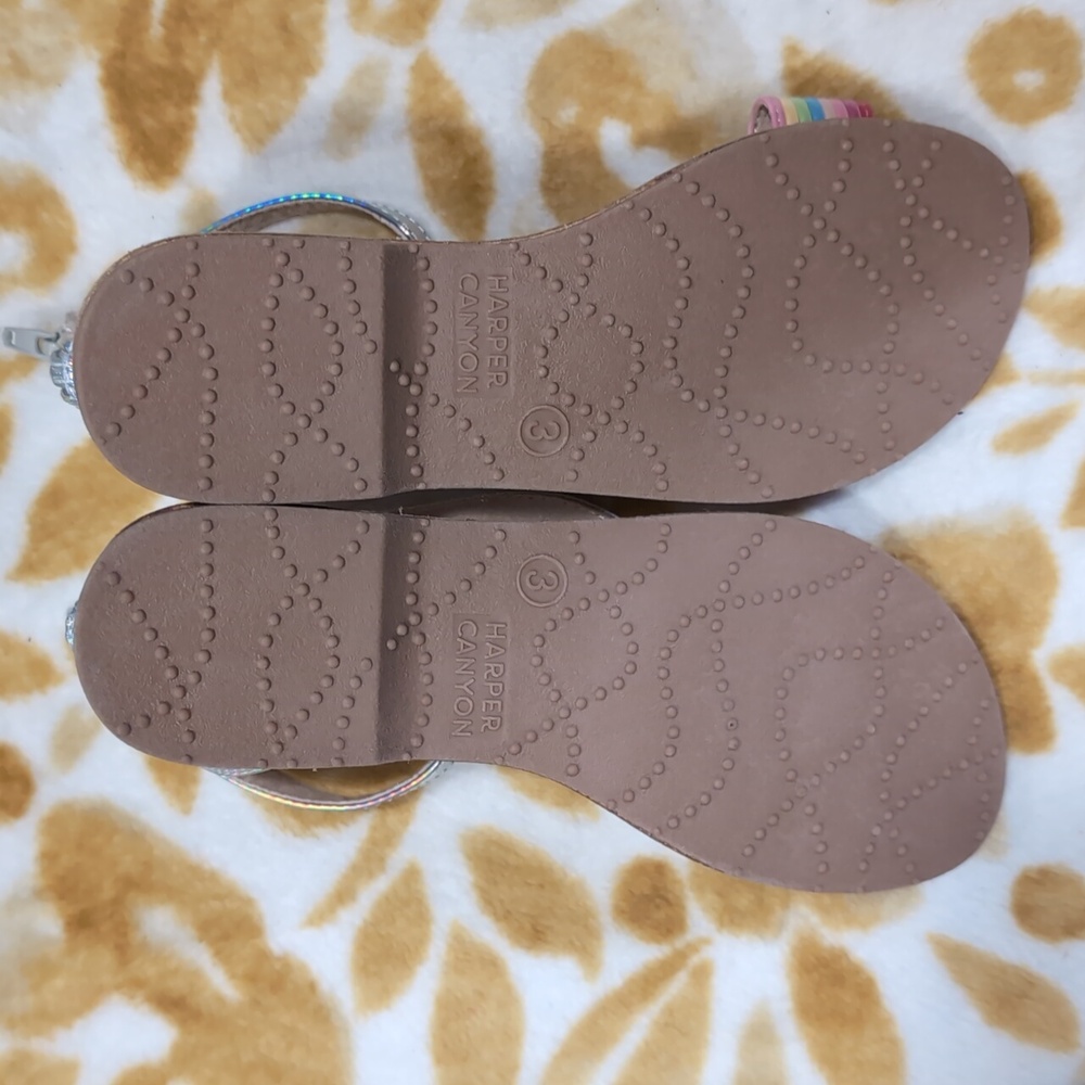 Harper Canyon Kids Rainbow Metallic Sandals Size 3 - Picture 3 of 3
